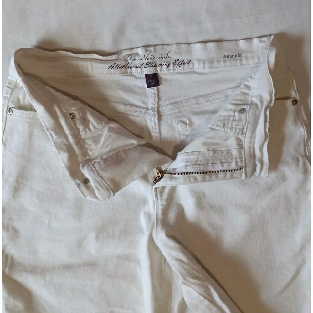 Gloria Vanderbilt Amanda Slimming White Capri Jeans Women Sz 12 - Picture 3 of 14